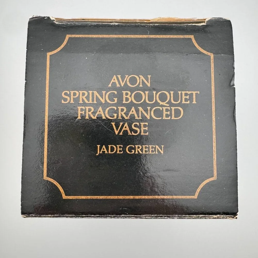 Vintage 1981 Avon Spring Bouquet Jade Green Milk Glass Fragrance Vase Collection